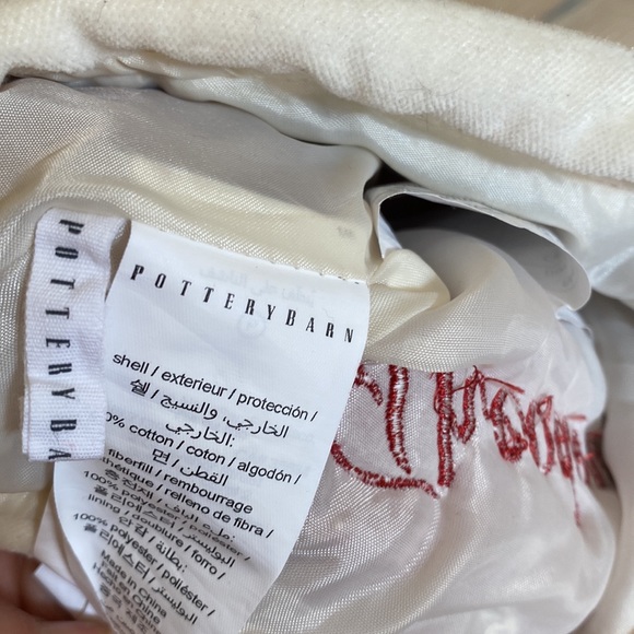 Pottery Barn Velvet Red & White Embroidered THEODORE medium Christmas Stocking - Picture 4 of 5